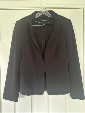 White House Black Market WHBM Black Stretch Blazer Jacket Size 14